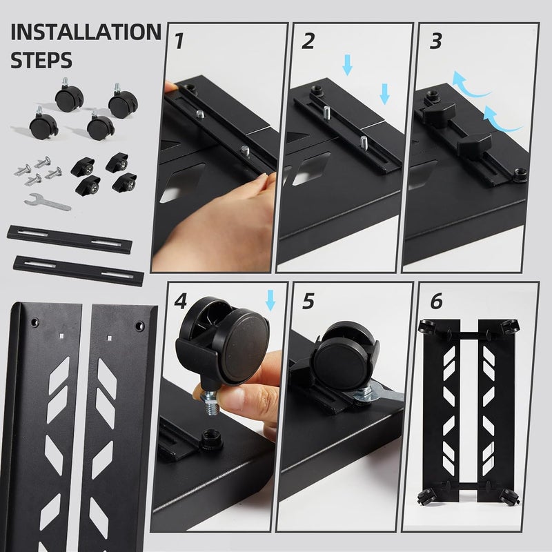 CUISIBOT Adjustable Large Computer Tower Stand 7.9 to 10.2 inch Wide, Mobile PC Stand for Most Desktop Towers, Steel CPU Stand with Locking Caster Wheels, Gaming PC Holder,PC Cart - Image 5
